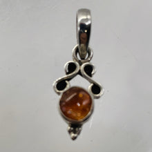 Load image into Gallery viewer, Amber Sterling Silver Bezel Set Pendant | 3/4" Long | Amber | 1 Pendant |