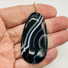 Load image into Gallery viewer, Stunning! Black and White Sardonyx 14Kgf Wire Wrap Pendant | 2 3/4 Inch Long |