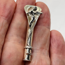 Load image into Gallery viewer, Cupid with Flute Sterling Silver Long Bell Pin | 2" Long | Silver | 1 Lapel Pin|