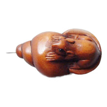 Load image into Gallery viewer, Carved Mouse in Snail Shell Boxwood Ojime/Netsuke Bead