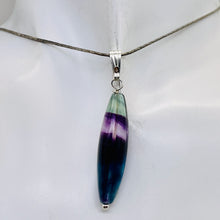 Load image into Gallery viewer, Fluorite Sterling Silver Navette Pendant| 2" Long | Purple Green | 1 Pendant |