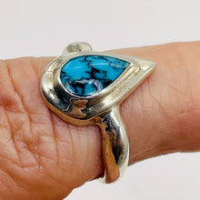 Load image into Gallery viewer, Turquoise Sterling Silver Teardrop Ring | Size 7.75 | Blue Black | 1 Ring |