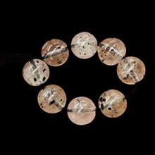 Load image into Gallery viewer, Tourmalinated Quartz Bead Parcel |7mm | 2 1/4" Long | Clear, Black | 8 Beads |