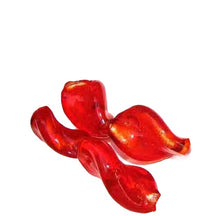 Load image into Gallery viewer, 4 Twist Flame Red Lampwork Glass Silver Foil Beads 9491