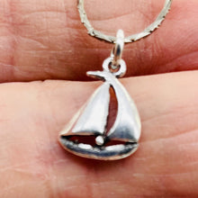 Load image into Gallery viewer, Sailing Boat Sterling Silver Charm | 3/4" Long | Silver | 1 Pendant |