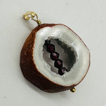 Load image into Gallery viewer, Blue Chalcedony Druzy Garnet Window 14K Gold Filled Pendant | 1 3/4"Long |