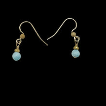 Load image into Gallery viewer, Natural Hemimorphite Yellow Gold 14kgf Earrings | 1 1/2" Long | Blue | 1 Pair |