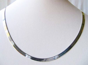 Sleek! Silver 3mm Herringbone Chain 18" Necklace 10004A