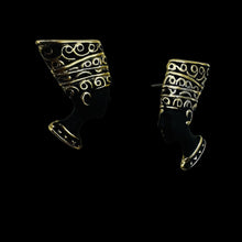 Load image into Gallery viewer, Queen Nefertiti Sterling Silver Stud Earrings 1" Egyptian Jewelry