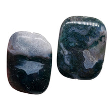 Load image into Gallery viewer, Moss Agate, Flat Rounded Rectangle Pendant Beads | 40x30x8mm| Black, White | 2 |