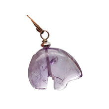 Load image into Gallery viewer, Amethyst Sterling Silver Zuni Bear Drop Pendant | 1" Long | Purple |