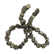 Load image into Gallery viewer, Pyrite Crystals Nugget 18" Strand | 19x13 to 13x10 | Silver Gold | 38 Beads|