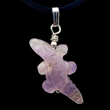 Load image into Gallery viewer, Carved Amethyst Alligator Sterling Silver Pendant | 1 1/4 inch long | Purple |