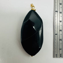 Load image into Gallery viewer, Natural Blue Tiger Eye Faceted Flat Oval Nugget Pendant 2" Blue Black Gemstone