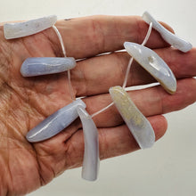 Load image into Gallery viewer, Blue Chalcedony Natural Beads 67g Strand | 44x10 to 30x6mm | 16 Beads |