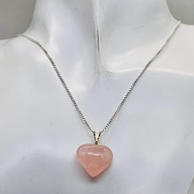 Load image into Gallery viewer, Rose Quartz Heart with Sterling Silver 18" Box Necklace | 7/8" Long | Pink |