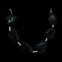 Load image into Gallery viewer, Hand Carved Black Obsidian Flower Bead 8 inch Strand 10192HS