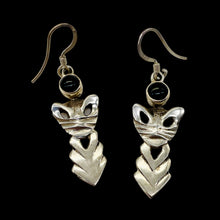Load image into Gallery viewer, Stellar! Black Onyx Sterling Silver Kitty Cat Earrings | 1 1/2" Long |