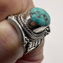Load image into Gallery viewer, Turquoise Sterling Silver Oval and Heart Ring| Size 10 | Blue | 1 Ring |