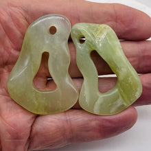 Load image into Gallery viewer, Serpentine New Jade 40g Irregular Loop 2 Pendant Beads | 56x40x9mm| Light Green|