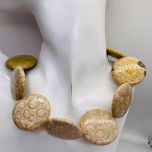 Load image into Gallery viewer, Fossilized Coral 35mm Coin Pendant Bead Strand 109156