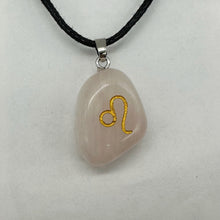 Load image into Gallery viewer, Zodiac Leo Rose Quartz Stone Oval Pendant| 1 1/2" Long | Pink| 1 Pendant |