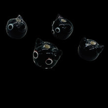 Load image into Gallery viewer, Kitty Cat Ceramic Round Beads | 15mm | Black | 4 Beads |