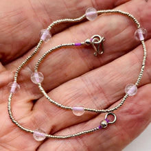 Load image into Gallery viewer, Hand Made! Pink Glass & Silver 10" Anklet 10076D