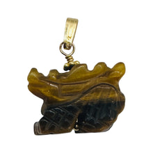 Load image into Gallery viewer, Powerful Tiger's Eye Winged Dragon 14K Yellow Gold Filled Pendant | Bronze |