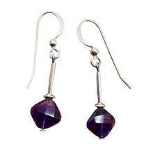 Load image into Gallery viewer, Lilac Faceted Amethyst Sterling Silver Dangle Earrings | 1 1/4" Long | 1 Pair |