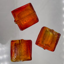Load image into Gallery viewer, Flame Red Lampwork Glass Silver Foil Focal Beads | 20x20x6mm | 3 Beads |