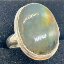Load image into Gallery viewer, Labradorite Sterling Silver Oval Stone Ring | 8.5 | Blue Orange Flash | 1 Ring |