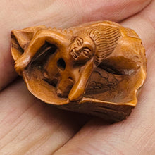 Load image into Gallery viewer, Mermaid in a Nautilus Shell Signed Netsuke Bead | 25x21x14mm | Brown