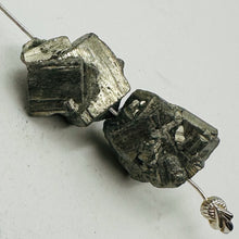 Load image into Gallery viewer, Pyrite Crystal Nugget Beads | 19x16x13 to 19x14x14mm | Silver Gold | 2 Beads |