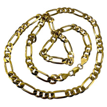 Load image into Gallery viewer, Italian 18K Gold Vermeil Figaro Chain Necklace 7mm 24" Sterling Silver 36g