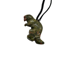 Load image into Gallery viewer, Unakite Tyrannosaurus Rex Dinosaur Pendant Necklace | 3/4' Long | Green, Pink |