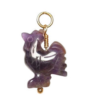 Load image into Gallery viewer, Cock A Doodle Doo! Purple Amethyst Hand Carved Rooster 14Kgf Pendant 509296AMG