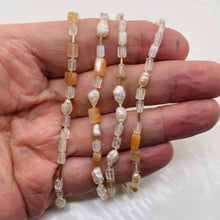 Load image into Gallery viewer, Peach, White Pearl and Moonstone Random | 40" | Peach White Clear | 1 Necklace |