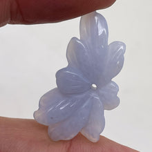 Load image into Gallery viewer, Chalcedony 12ct Hand Carved Flower Bead | 38x15x5mm | Blue | 1 Pendant Bead |