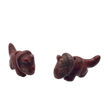 Load image into Gallery viewer, Dinosaur 2 Carved Brecciated Jasper Triceratops Beads | 22x12x8mm | Red