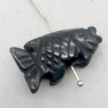 Load image into Gallery viewer, Swimming 2 Hand Carved Hematite Koi Fish Beads | 23x11x5mm | Silver black