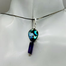 Load image into Gallery viewer, Amethyst, Abalone Sterling Silver Pendant| 1 3/4" Long| Purple, Blue| 1 Pendant|