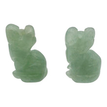 Load image into Gallery viewer, Adorable! 2 Aventurine Sitting Carved Cat Beads | 21x12x8mm | Green