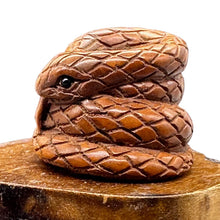 Load image into Gallery viewer, Year of the Snake 2025 Coiled Boxwood Bead | 1 Netsuke | | 17x22x23mm | Brown
