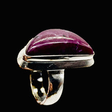Load image into Gallery viewer, Gemstone Ruby Sterling Silver Half-Moon Ring | Size 7 | Red | Ring |