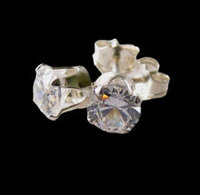 Load image into Gallery viewer, April Birthstone 5mm Clear Cubic Zircon & 925 Sterling Silver Stud Earrings