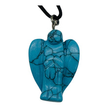 Load image into Gallery viewer, Howlite Stone Angel Pendant Necklace | 3/4' Long | Blue | 1 Pendant Necklace |