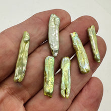 Load image into Gallery viewer, Fab Biwa Style Pistachio Green FW Pearls | 20x7x5mm to 34x7x5mm | 6 Pearls |