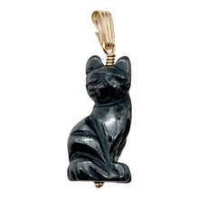 Load image into Gallery viewer, Adorable! Black Hematite Cat & 22K Vermeil Pendant 509257HMG