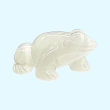 Load image into Gallery viewer, Frog Carved Opalized Glass Statue | 1 Figurine | | 40x36x20mm | Clear, White